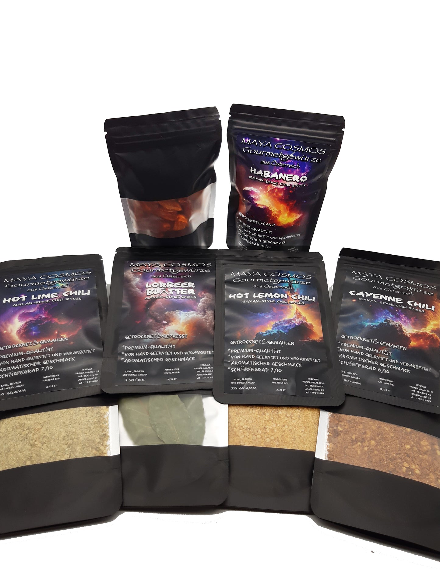 Maya Cosmos Spice Pack (about 83g) - Habanero, Cayenne, Hot Lime, Hot Lemon, Bay Leaves